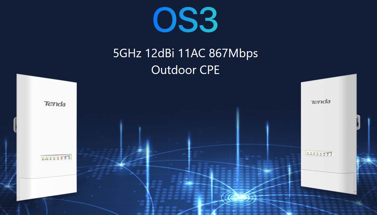 Tenda OS3 Wireless Outdoor CPE 5GHz with 4x LAN ports | Tenda